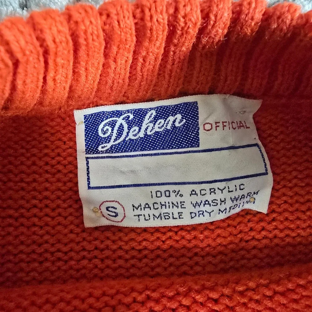 70s Vintage Dehen Knit‎ Cheerleading Outfit Orange & Brown Two Piece Set Small